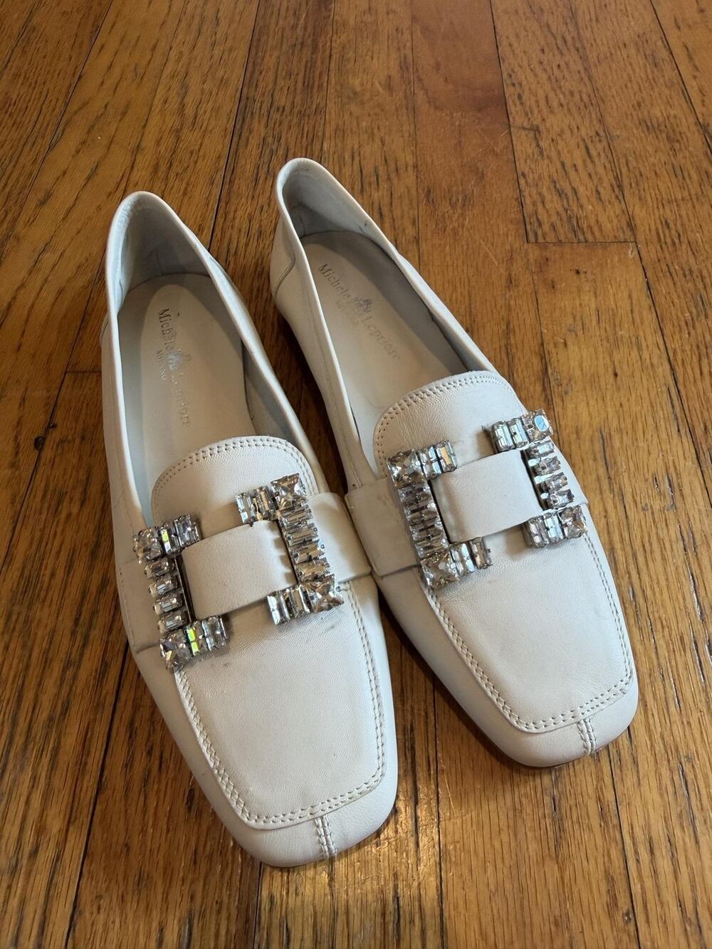 Michele Lopriore Womens Size 8.5 White Leather Loafers